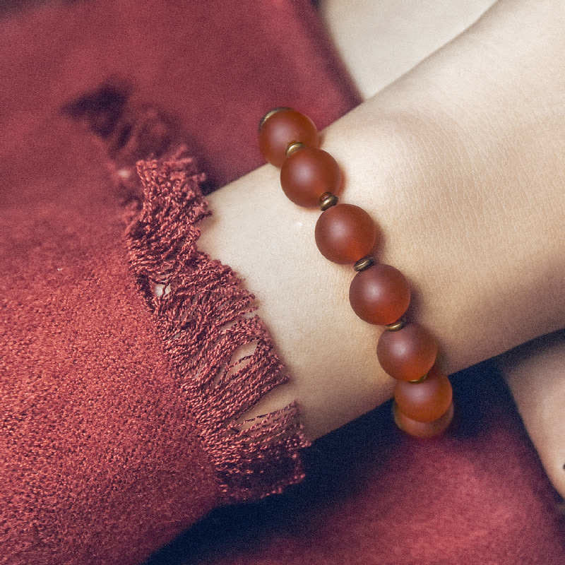 Buddha Stones Tibetan Red Agate Green Agate Copper Confidence Fortune Bracelet