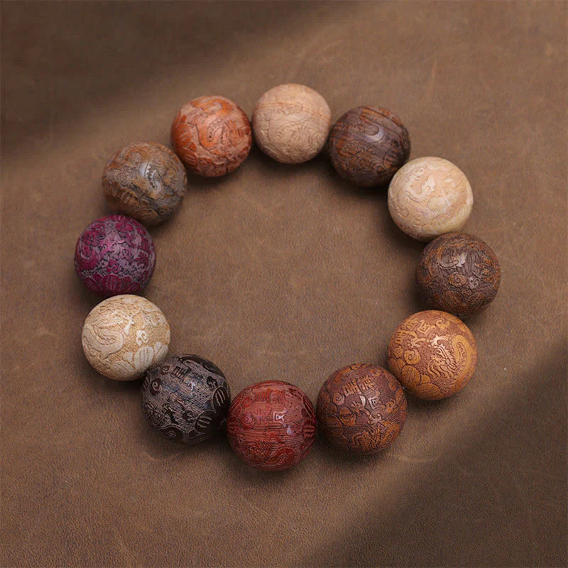 FREE Today: Healing Protection Sandalwood Chinese Zodiac Dragon Phoenix Fu Character Bracelet