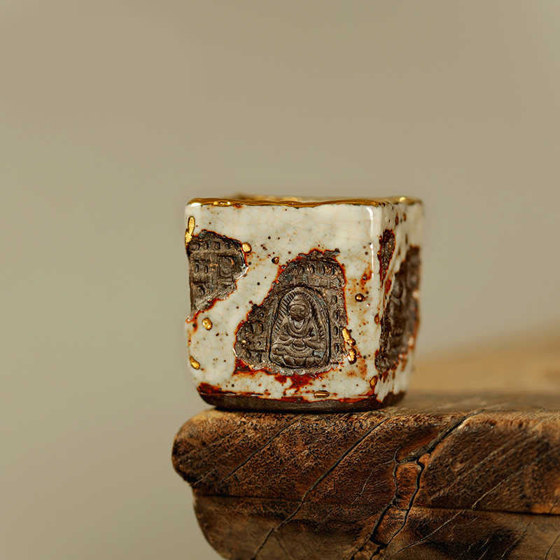 Buddha Stones Hand-painted Dunhuang Buddha Shino Ceramic Teacup Kung Fu Tea Cup