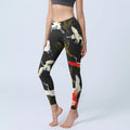 Buddha Stones White Red Gold Cranes Print Gym Leggings Women's Yoga Pants