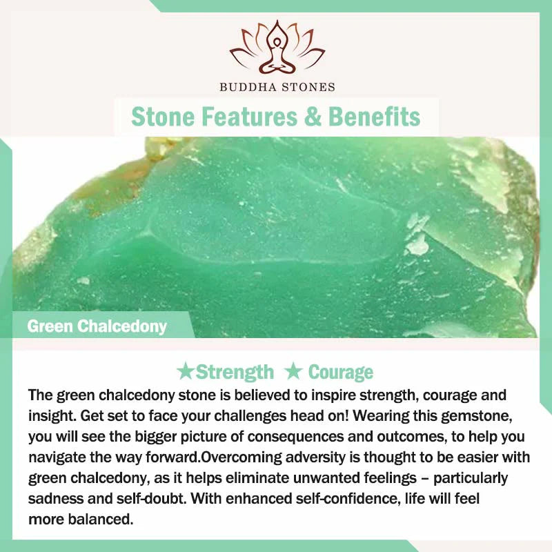 Buddha Stones Green Chalcedony Water Drop Strength Copper Posts Earrings