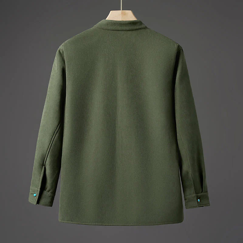 Buddha Stones Winter Embroidered Butterfly Ribbon Fleece-Lined Men's Cotton Long Sleeve Jacket