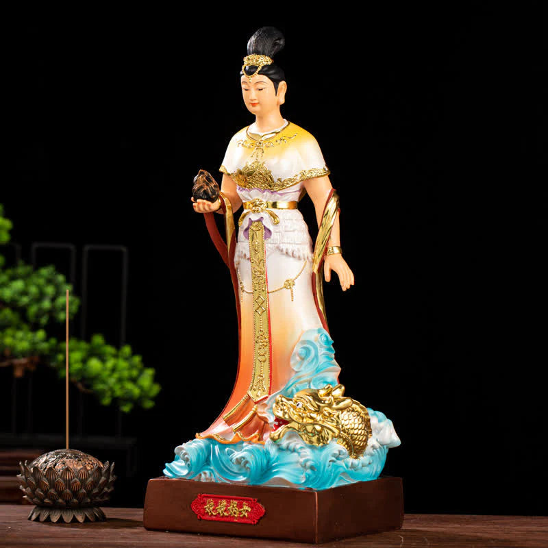 Buddha Stones Bodhisattva Nuwa Protection Resin Statue Home Decoration