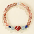 Buddha Stones Heart Design South Red Agate Lapis Lazuli Success Bracelet