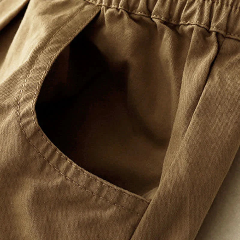 Buddha Stones Summer Cotton Elastic Waist Women's Half Pants With Pockets