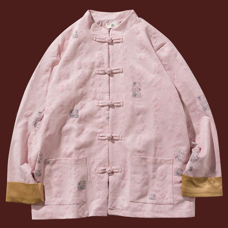 Buddha Stones Chinese Calligraphy Clothing Jacket Coat Tang Suit Men Clothing