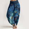 Buddha Stones Cotton Oceanic Golde Star Pattern Women's Elastic Waist Harem Pants