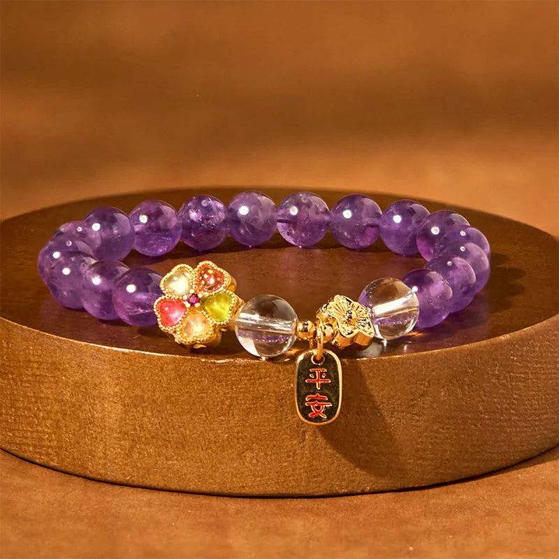 Buddha Stones All the best for Calm and Wisdom Amethyst Safe Bracelet Includes Gift Message Card