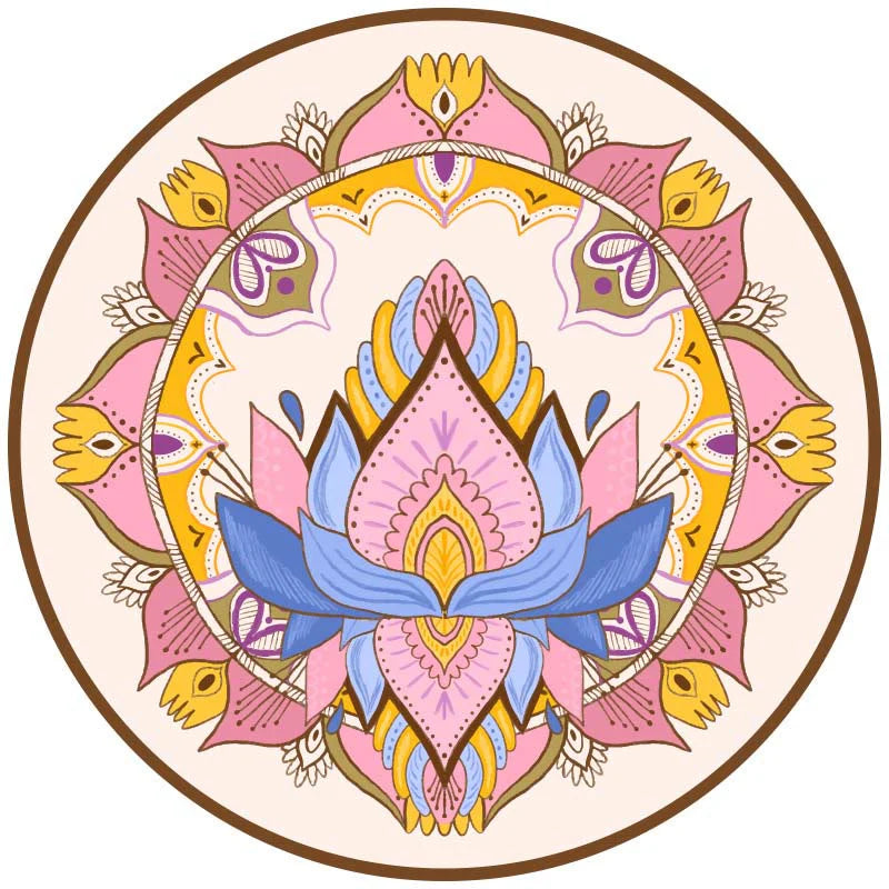 Buddha Stones Tibetan Lotus Mandala Enlightenment Foldable Natural Rubber Yoga Mat Decoration