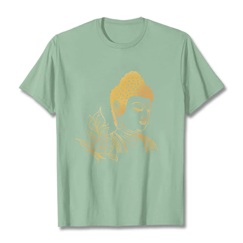Buddha Stones Golden Leaves Meditation Buddha Tee T-shirt