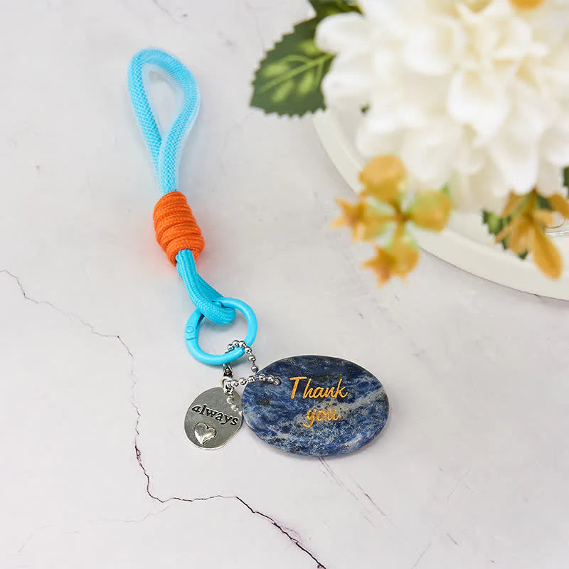 Buddha Stones Thank You Gifts Natural Sodalite Calm Key Chain Hanging Decoration