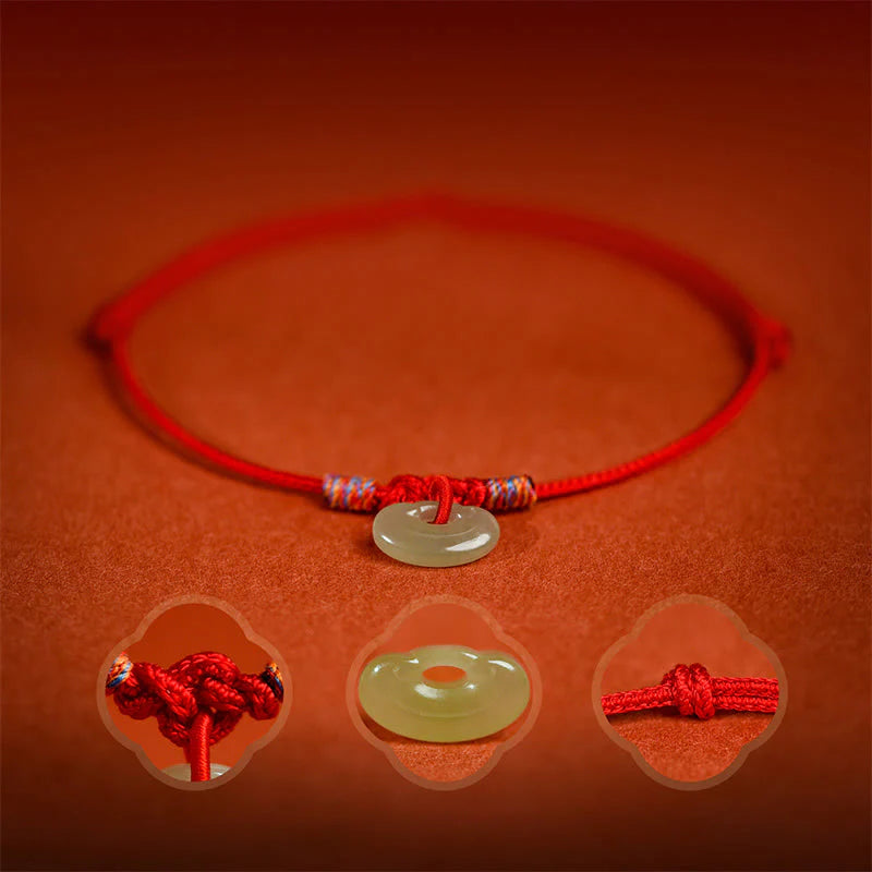 Buddha Stones Red String Plaited Jade Protection Adjustable Cats Dogs Pet Collar