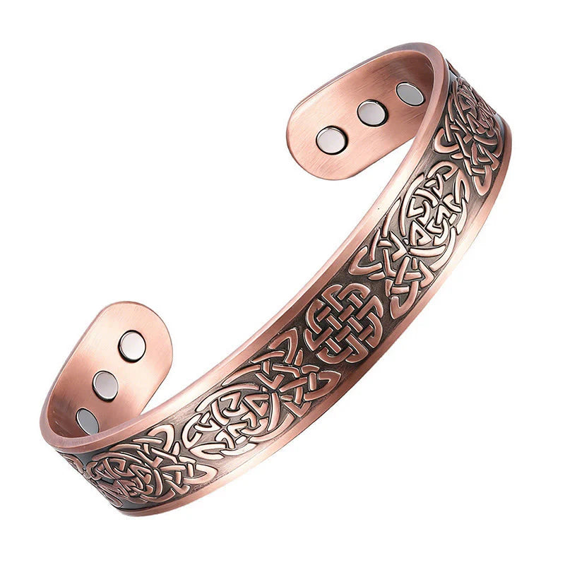 Buddha Stones Copper Abstract Line Pattern Open Luck Cuff Bracelet Bangle Ring