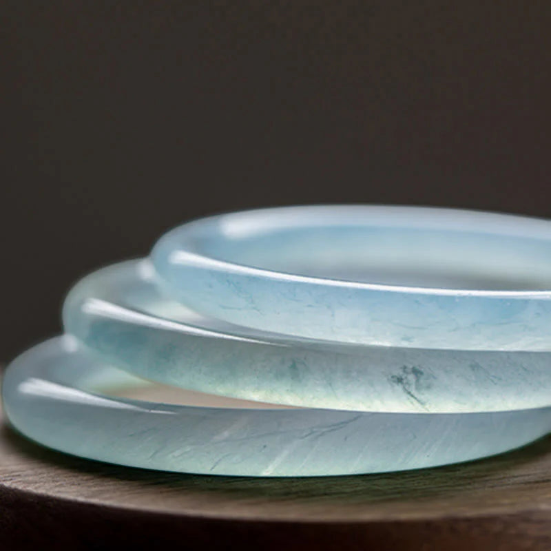 Buddha Stones Natural Aquamarine Serenity Bangle Bracelet (Extra 30% Off | USE CODE: FS30)