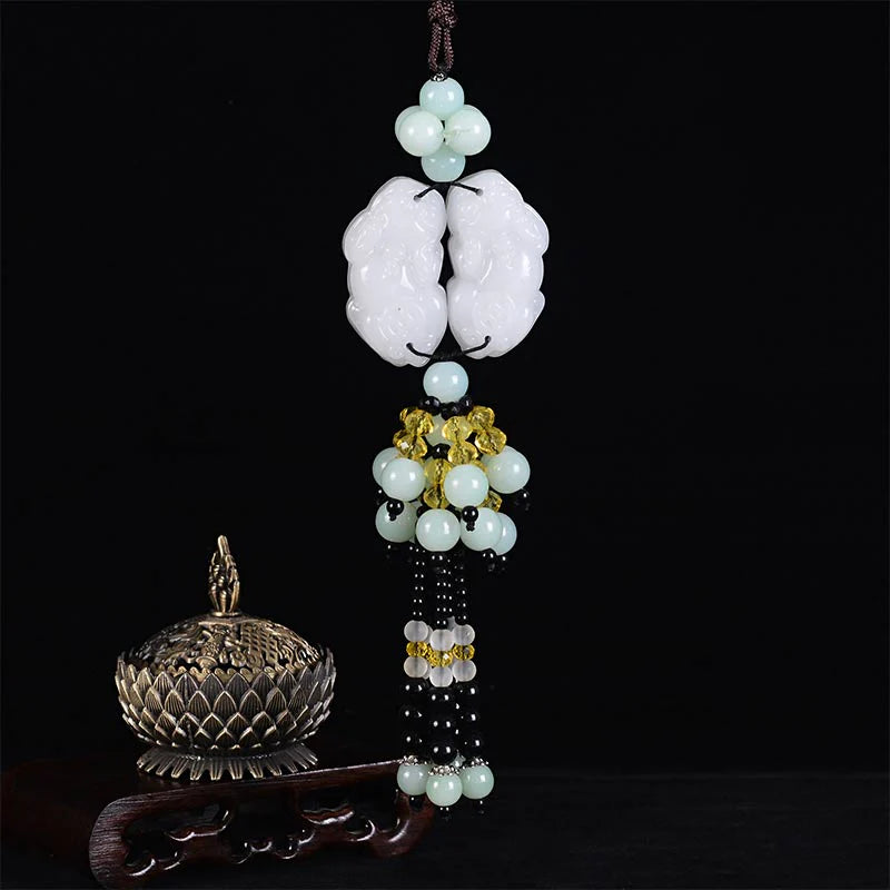 Buddha Stones FengShui Jade PiXiu Harmony Car Pendant Decoration (Extra 30% Off | USE CODE: FS30)