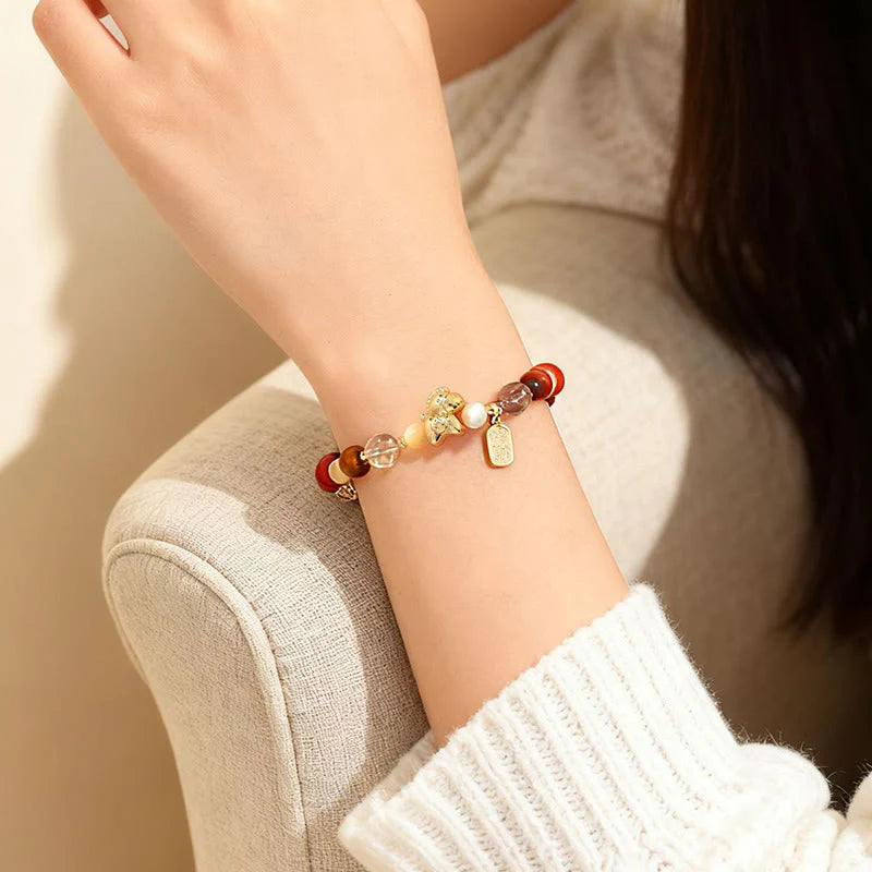FREE Today: Fortune and Prosperity Tiger Eye Ice Obsidian Pearl Year Of The Horse Lucky Bracelet