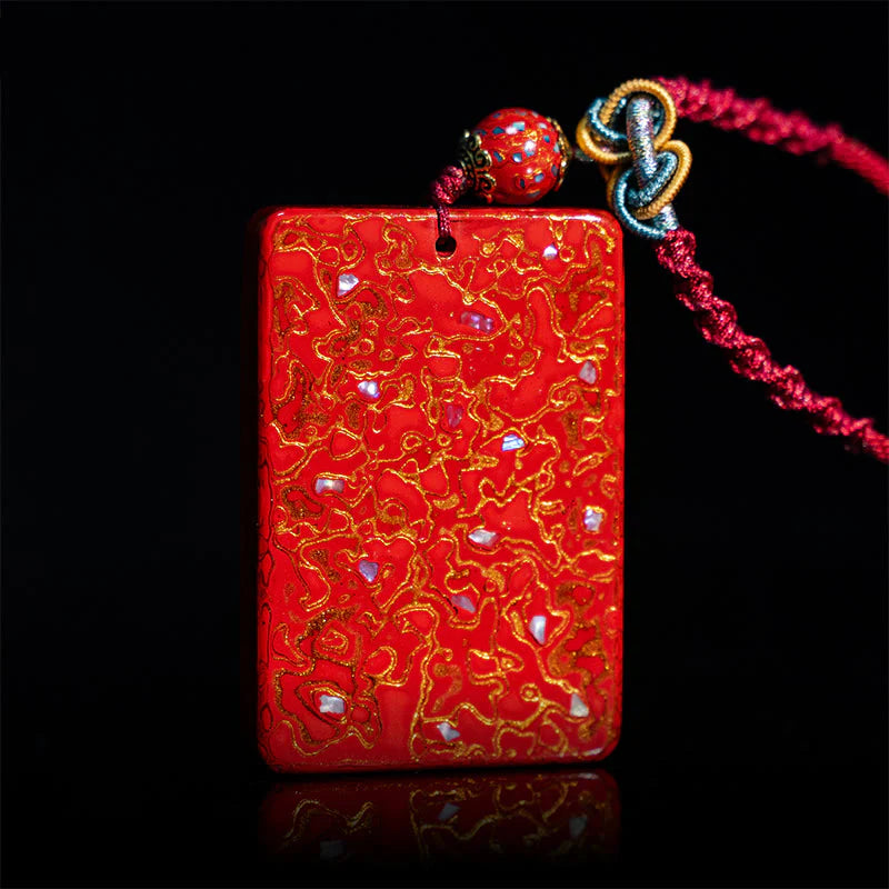 Buddha Stones Handcrafted Lacquer Craft Sandalwood Protection Pendant Necklace