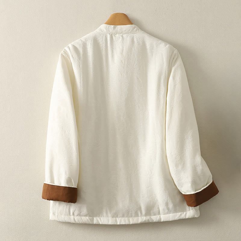 Buddha Stones Women's Solid Color Frog-Button Design Long Sleeve Jacket With Pockets