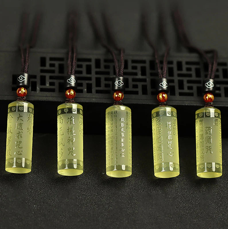Buddha Stones Heart Sutra Citrine Happiness Strength Necklace Pendant