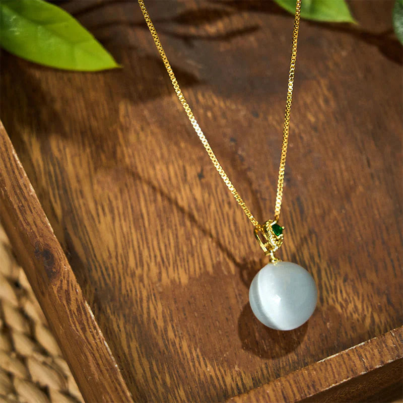 Buddha Stones Cat's Eye Round Ball Confidence Necklace Pendant