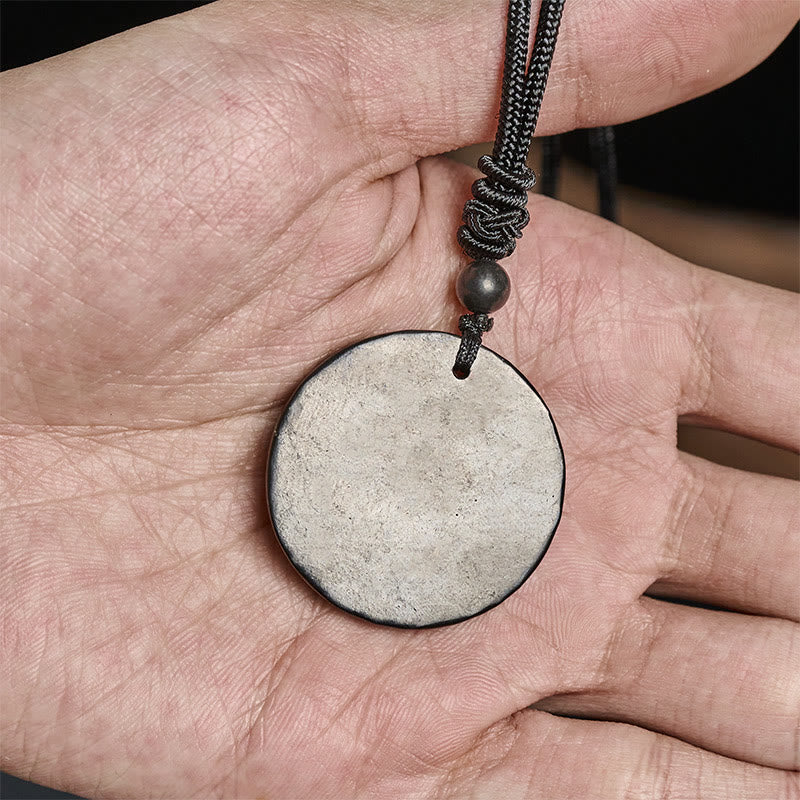 Buddha Stones Circle Simple Design Authentic Shungite Stone Protection Necklace Pendant