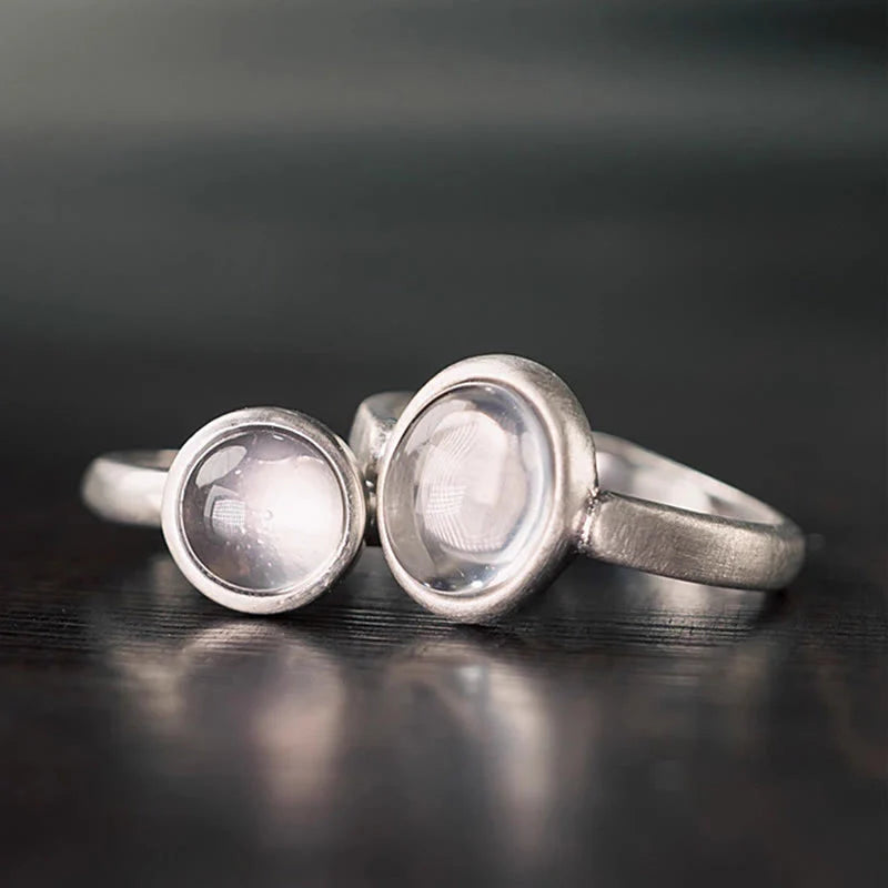 Buddha Stones Natural 925 Sterling Silver Pink CrystalÂ Adjustable Warmth Ring
