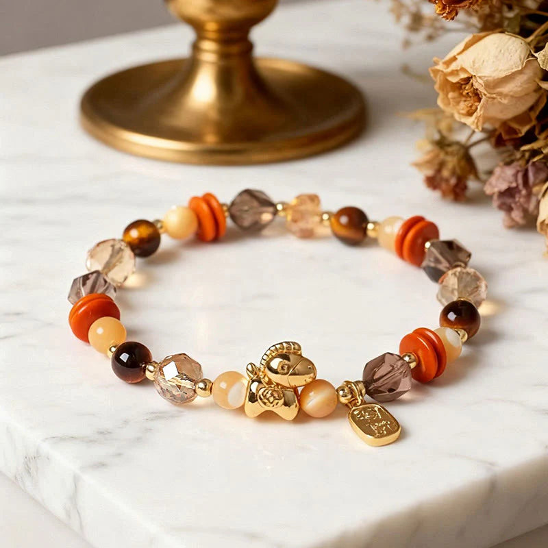 FREE Today: Fortune and Prosperity Tiger Eye Ice Obsidian Pearl Year Of The Horse Lucky Bracelet