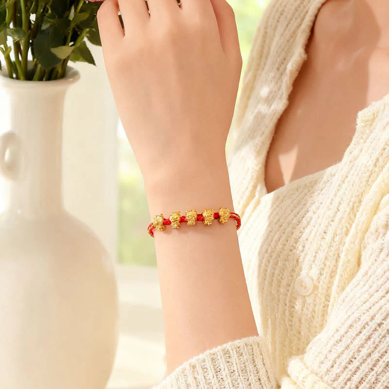 Buddha Stones Fu Character 999 Sterling Silver Year Of The Horse Prosperity Red String Bracelet