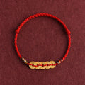 Buddha Stones Five Copper Coins Design Braided String Protection Bracelet Anklet