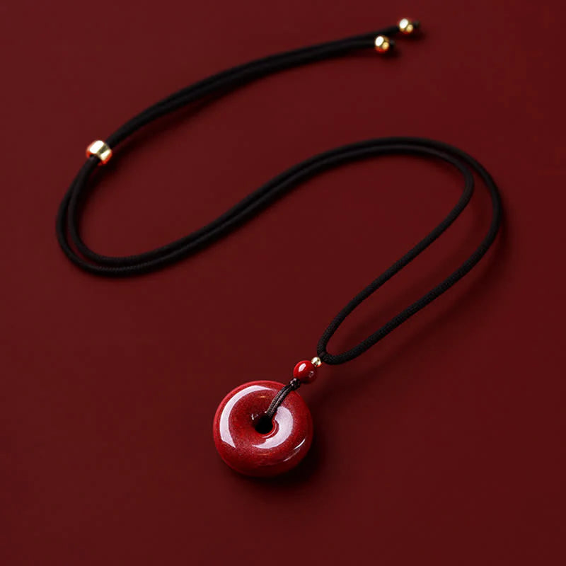 Buddha Stones Cinnabar Peace Buckle Calm Blessing Necklace Pendant (Extra 35% Off | USE CODE: FS35)