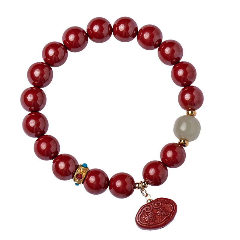 Buddha Stones Cinnabar Jade Healing Protection Charm Bracelet (Extra 35% Off | USE CODE: FS35)