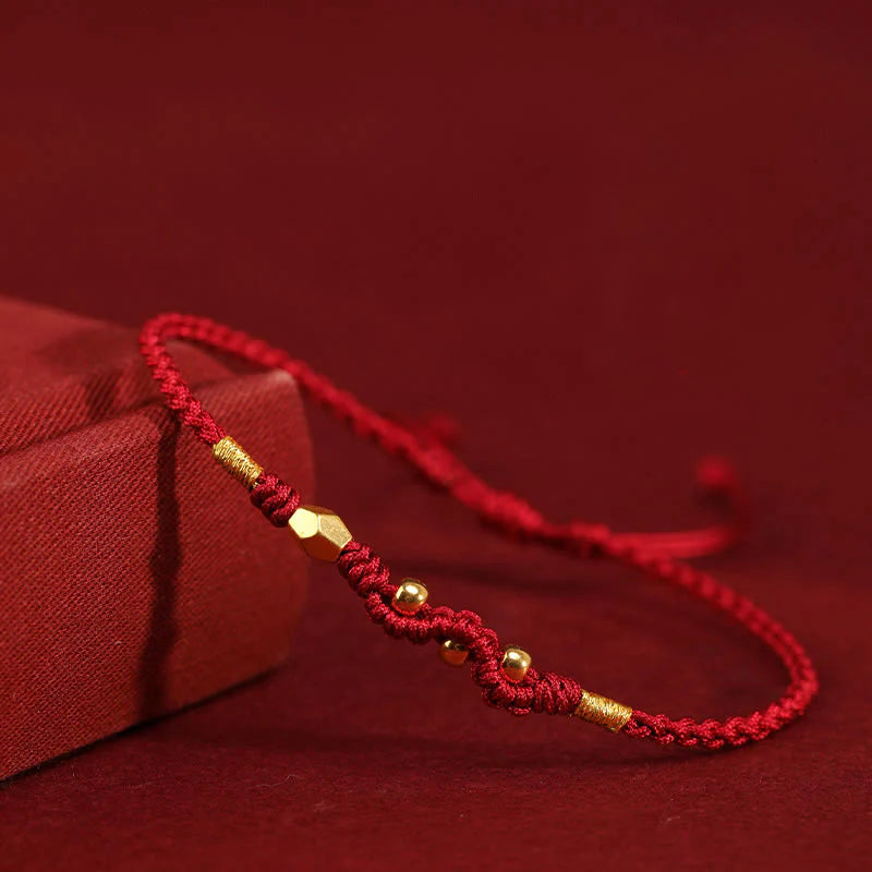 Buddha Stones 999 Gold Year of the Snake Mini Gold Bead Handmade Luck Protection Braided Bracelet (Extra 30% Off | USE CODE: FS30)