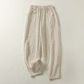 Buddha Stones Fall Simple Lines Button Zipper Design Ankle-Length Cotton Women's Harem Pants With Pockets