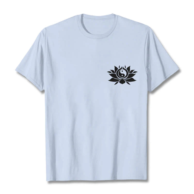 Buddha Stones Yin Yang Lotus Flower Design Tee T-shirt