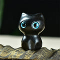 Buddha Stones Ebony Wood Small Leaf Red Sandalwood Cute Cat Animals Calm Decoration