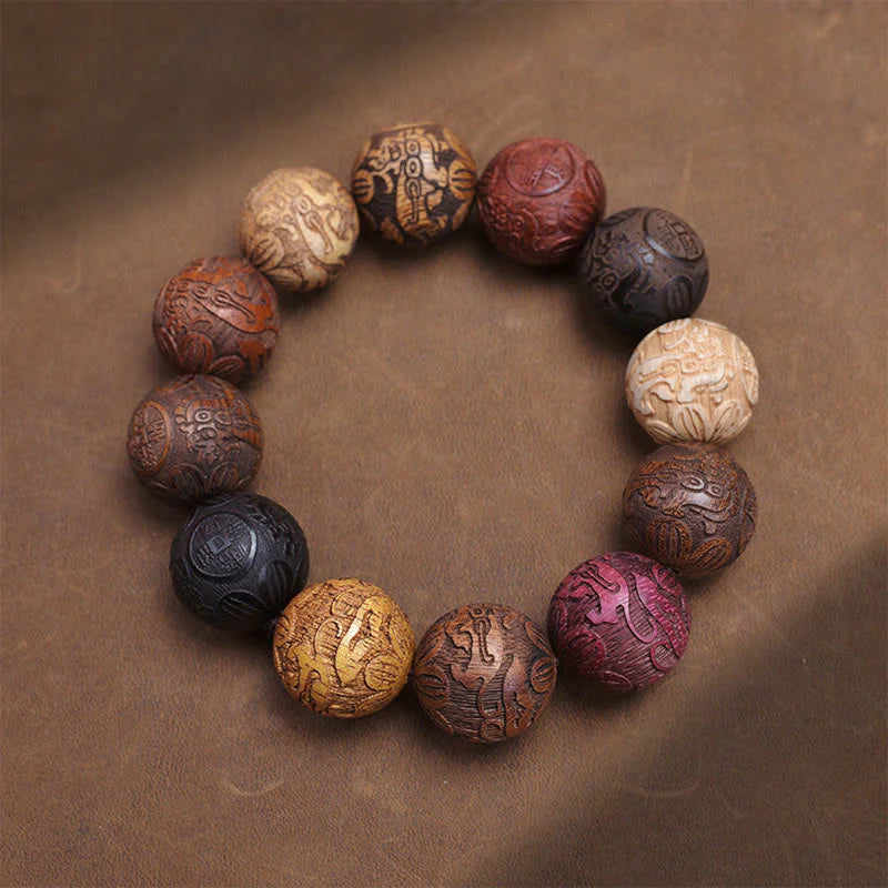 FREE Today: Healing Protection Sandalwood Chinese Zodiac Dragon Phoenix Fu Character Bracelet