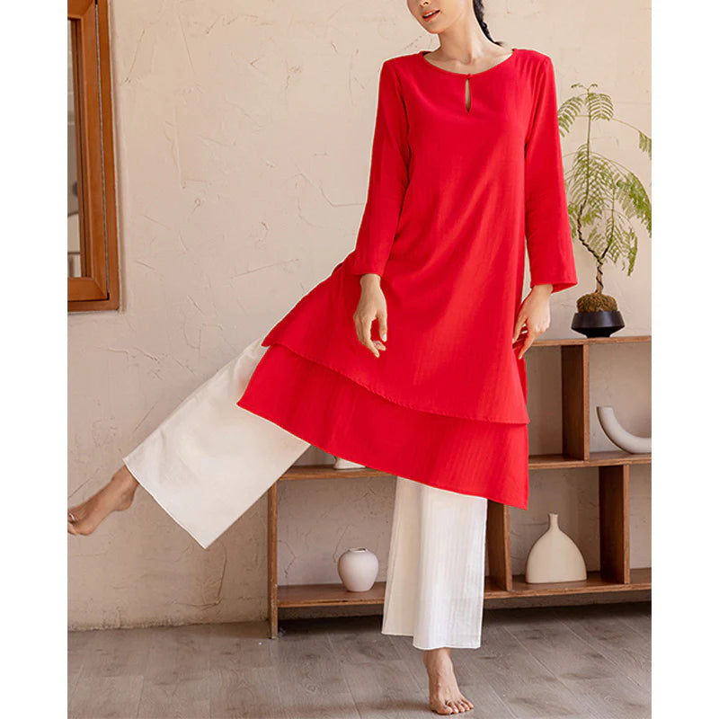 Buddha Stones 2Pcs Simple Design Tai Chi Meditation Yoga Clothing Top Pants Women's Set (Extra 30% Off | USE CODE: FS30)
