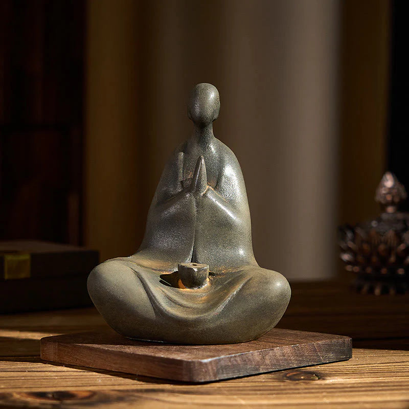 Buddha Stones Handmade Formless Buddha Iron Powder Rust Cast Resin Statue Decoration 11.5*9*6.5 cm