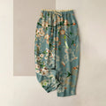 Buddha Stones Cotton Casual Peach Blossoms Flying Geese Pattern Women's Elastic Waist Pants With Pockets