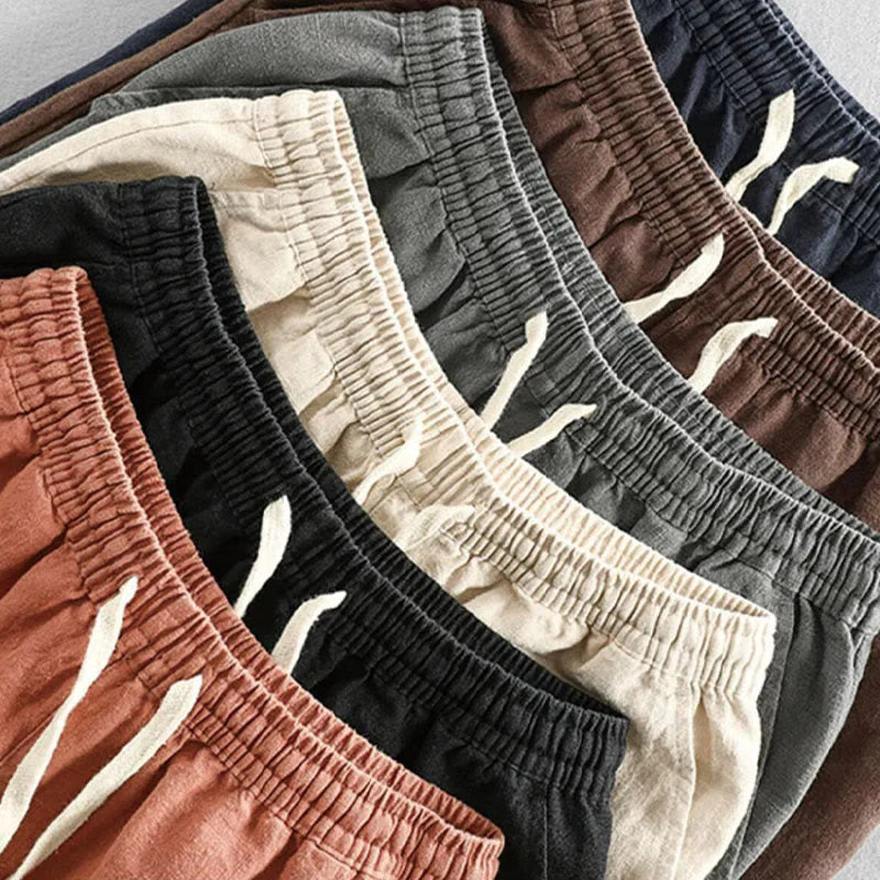 Buddha Stones Drawstring Elastic Waist Cotton Men's Shorts With Pockets